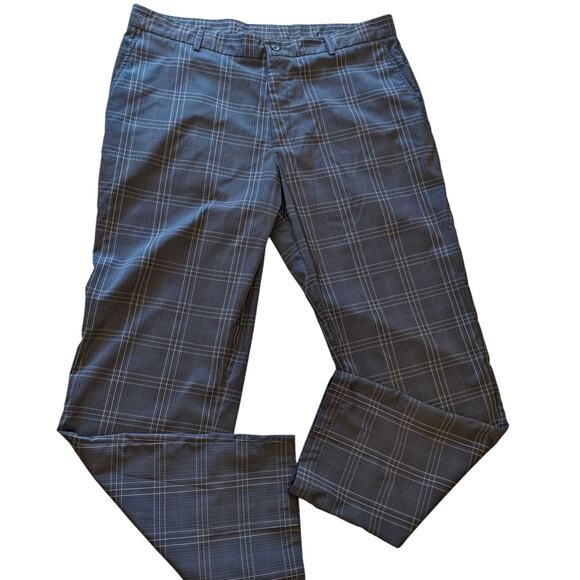 Slazenger Pants Mens 38x32 Plaid Golf Trousers Stretch Polyester Spandex Stretch - Picture 1 of 13